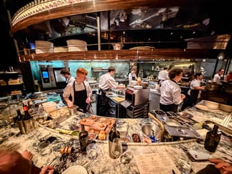 The counter at Fallow, looking into the open kitchen.