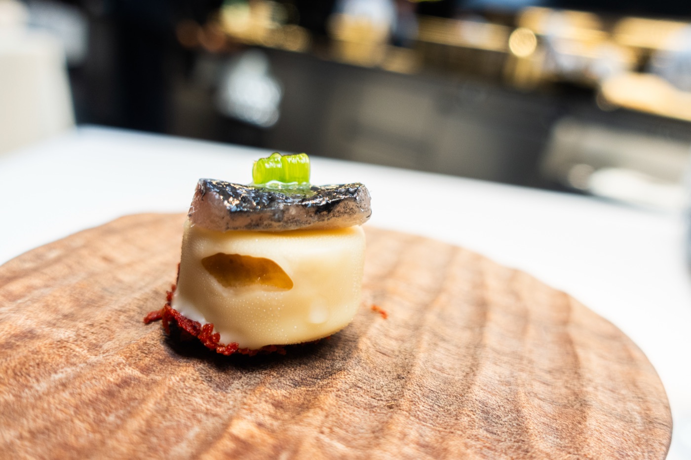 ‘Piparras’ and Smoked Anchovy bonbon.