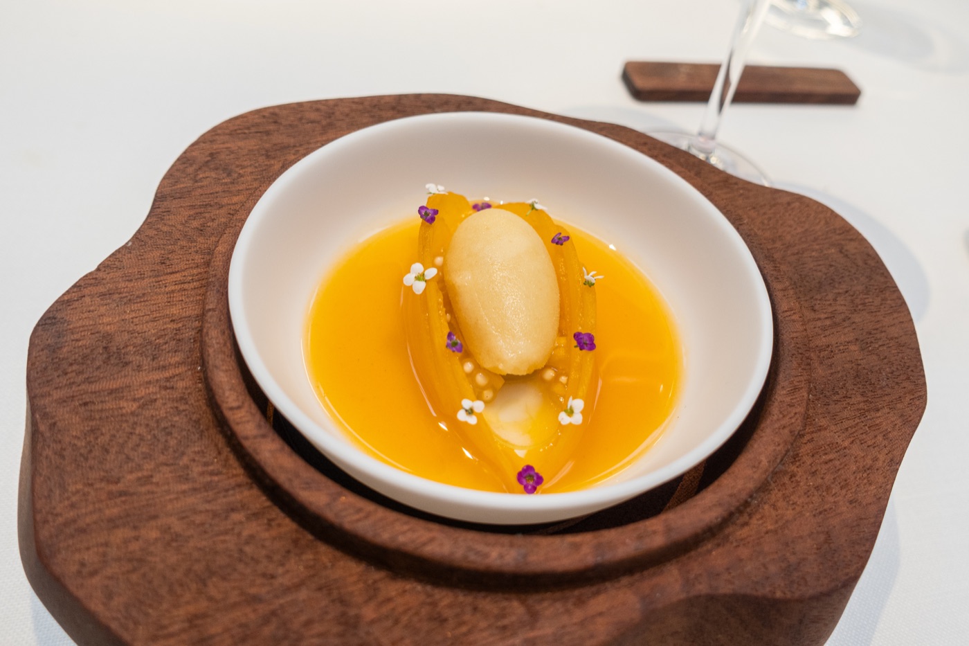 Calanda peach, Muscat grape sorbet and Tapioca. The grape harvest.